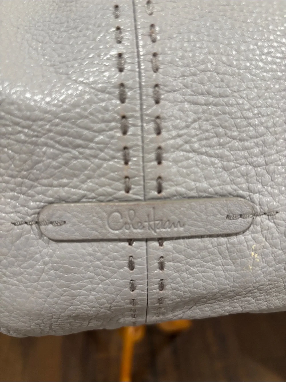 Cole Haan Light Gray Pebbled Leather Shoulder Hobo with Buckle Front Pockets